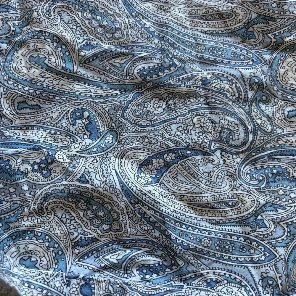 Lauren Ralph Lauren Blue‎ White Paisley Full Flat Sheet Cotton French Country